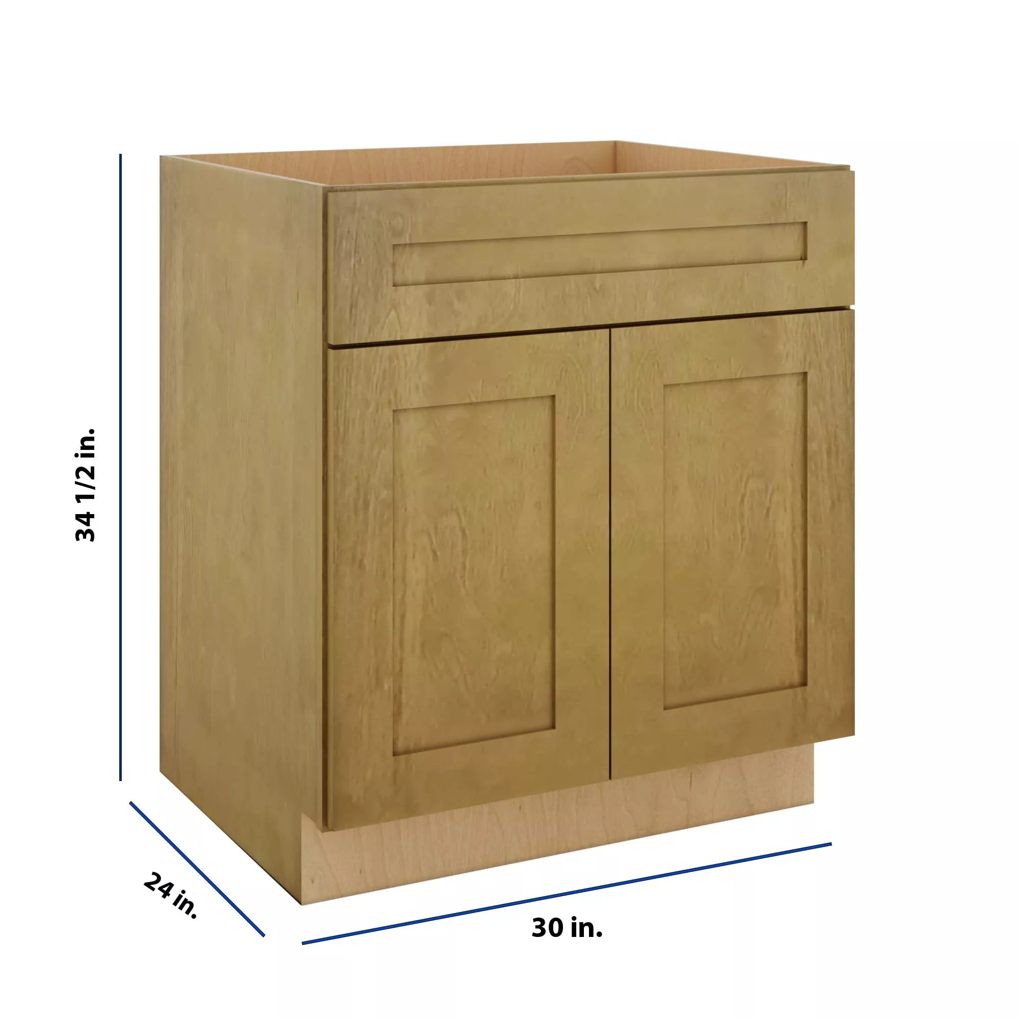 Modernform Cabinet Natural Shaker 30" W X 34 1/2" H X 24" D Double Door Base Cabinet