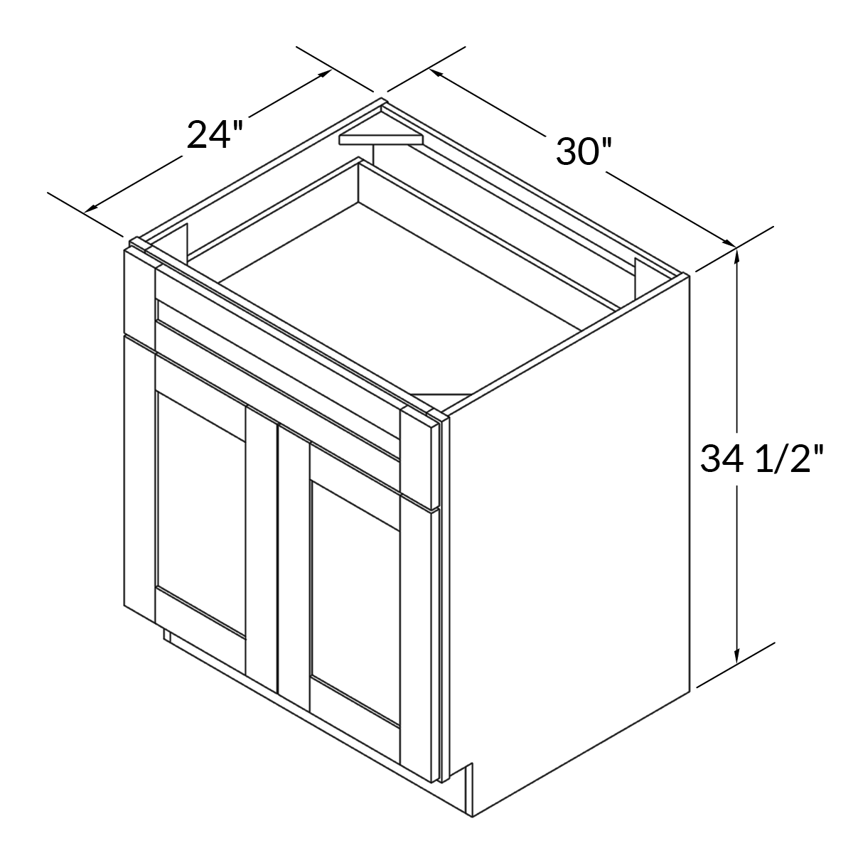 Base Kitchen Cabinet B30 Milan Slate LessCare 30 in. width 34.5 in. height 24 in. depth