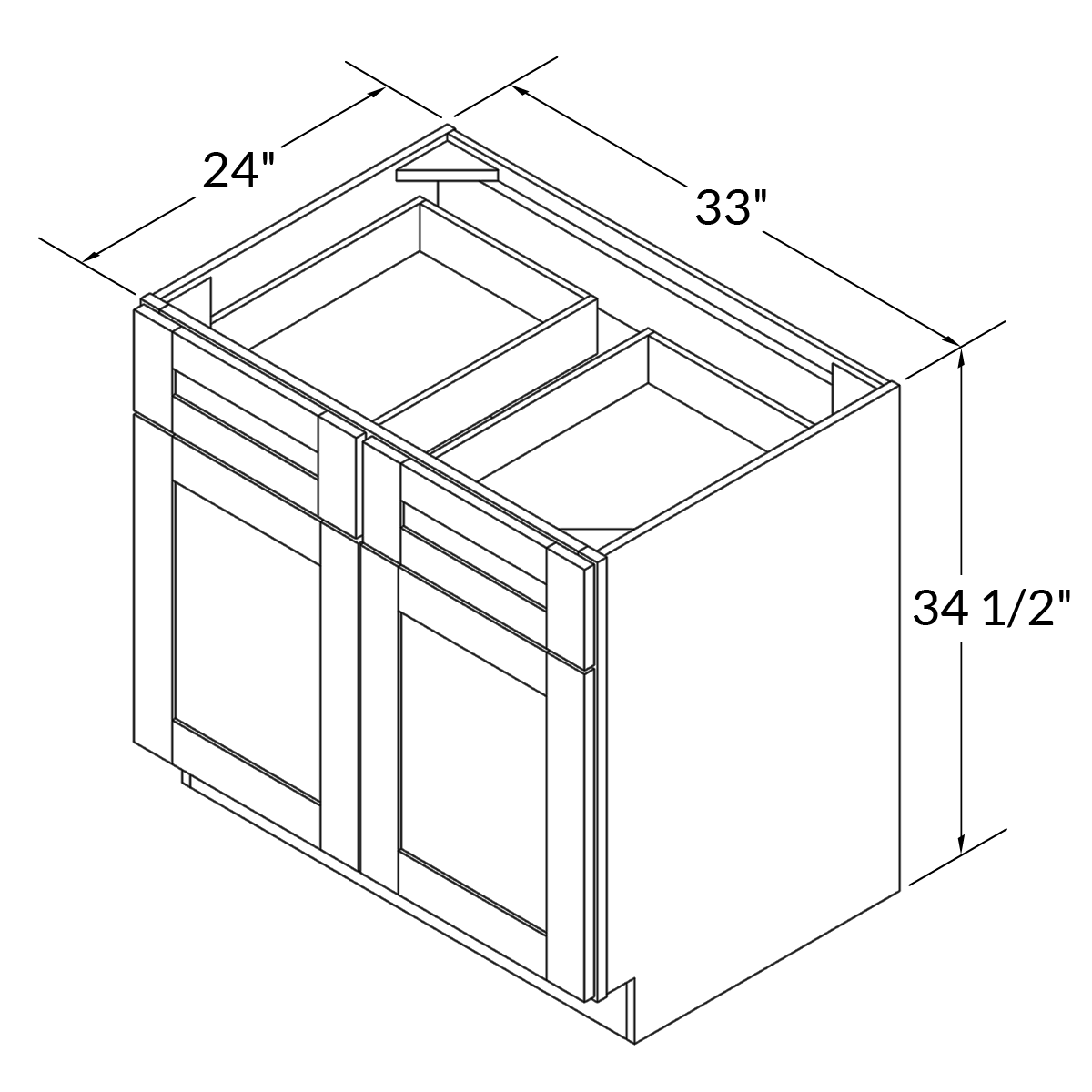 Base Kitchen Cabinet B33 Milan Slate LessCare 33 in. width 34.5 in. height 24 in. depth