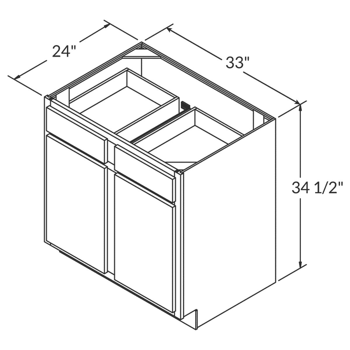 Cubitac Imperial Sofia Caramel Base 33"W Assembled Cabinet Wireframe