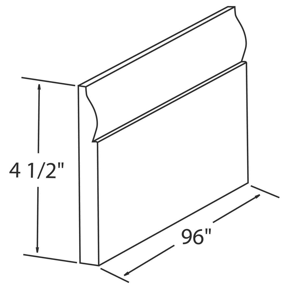 LessCare Newport 96" Length Base Board Molding Wireframe