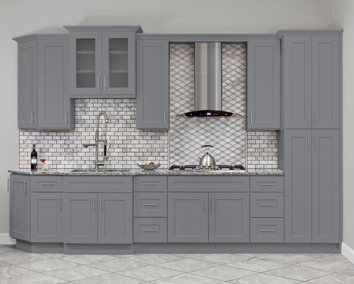 Base Kitchen Cabinet B09 Colonial Gray LessCare 9 in. width 34.5 in. height 24 in. depth