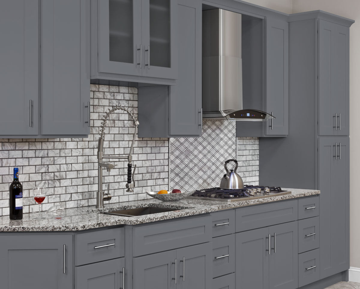 Square Corner Wall Blind Reversible Kitchen Cabinet SC2436 Colonial Gray LessCare 24 in. width 36 in. height 12 in. depth