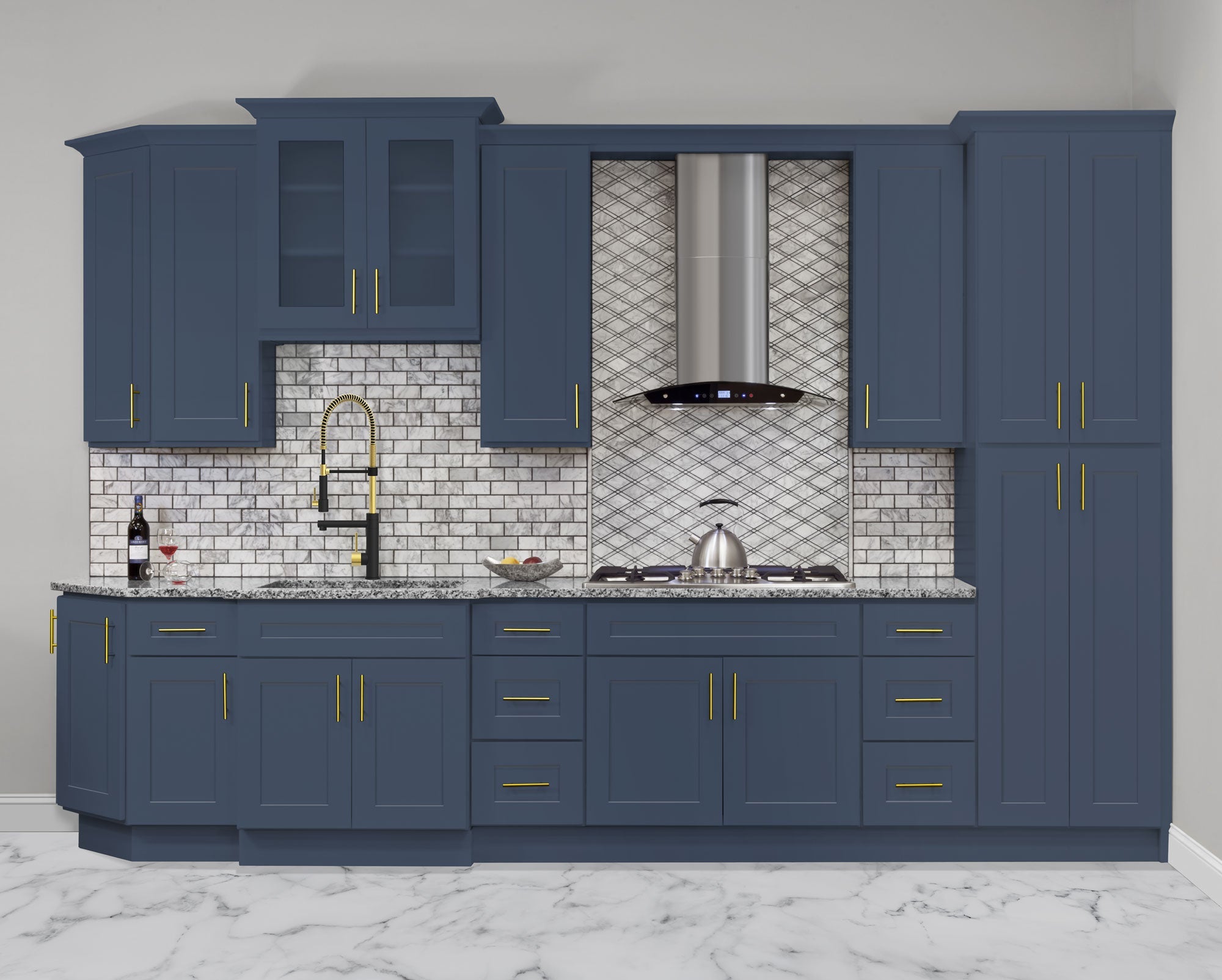 Sink Base Kitchen Cabinet SB24 Danbury Blue LessCare 24 in. width 34.5 in. height 24 in. depth