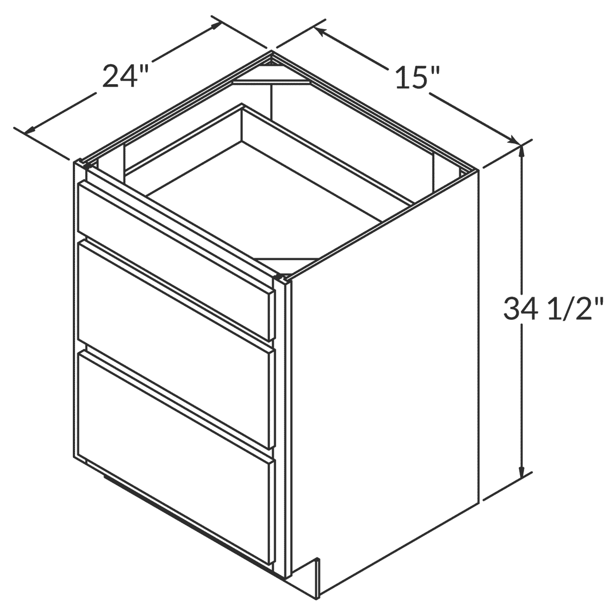 Wolf Dartmouth White Paint Drawer Base 15"W Assembled Cabinet Wireframe