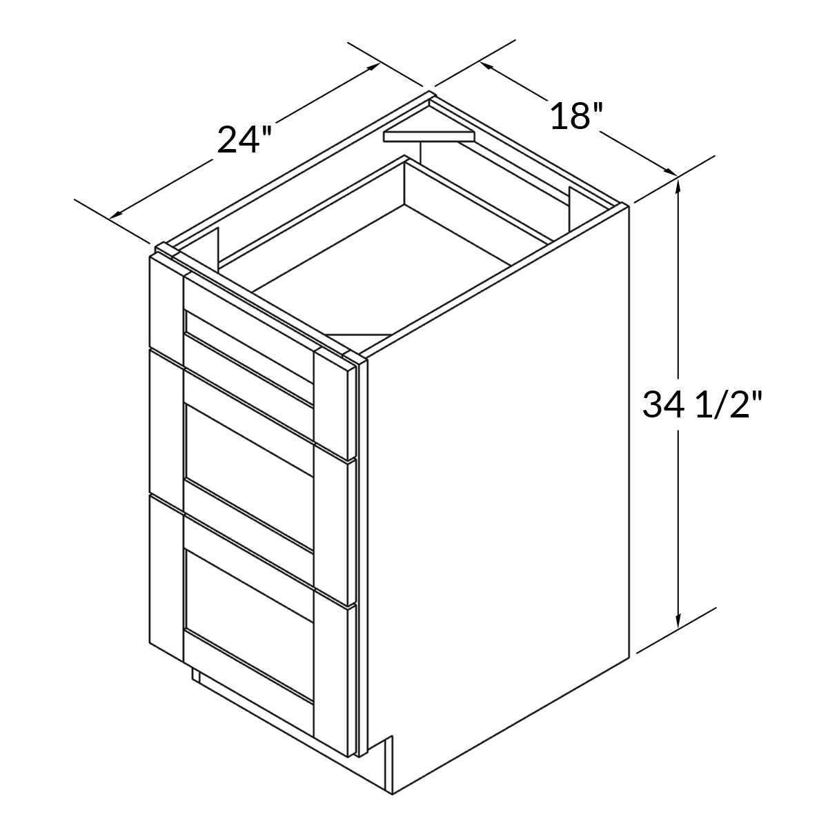 Drawer Base Kitchen Cabinet DB18 Danbury Blue LessCare 18 in. width 34.5 in. height 24 in. depth