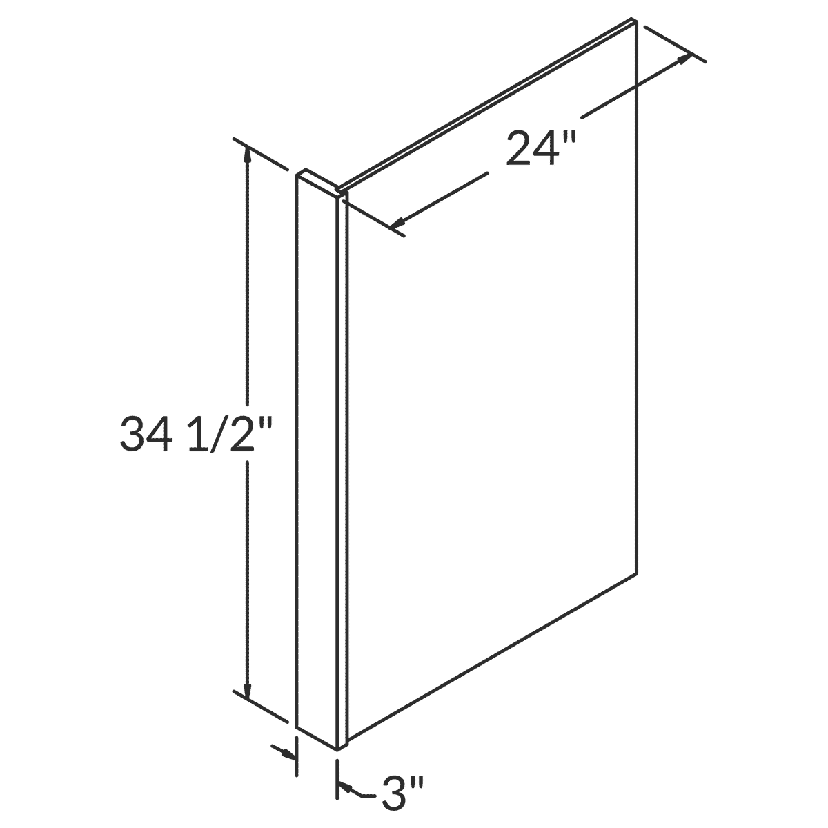 LessCare Alpina White Dishwasher End Panel 24" with 3" Stile Wireframe