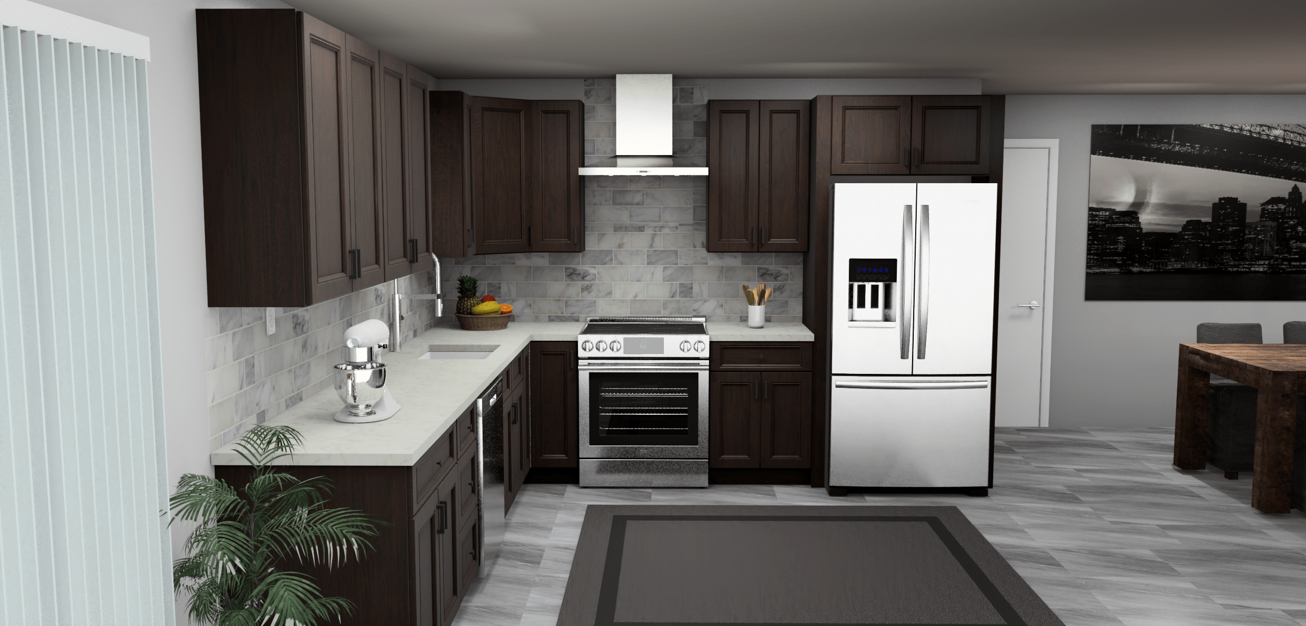 Fabuwood Allure Fusion Kona 12 x 11 L Shaped Kitchen Front Layout Photo