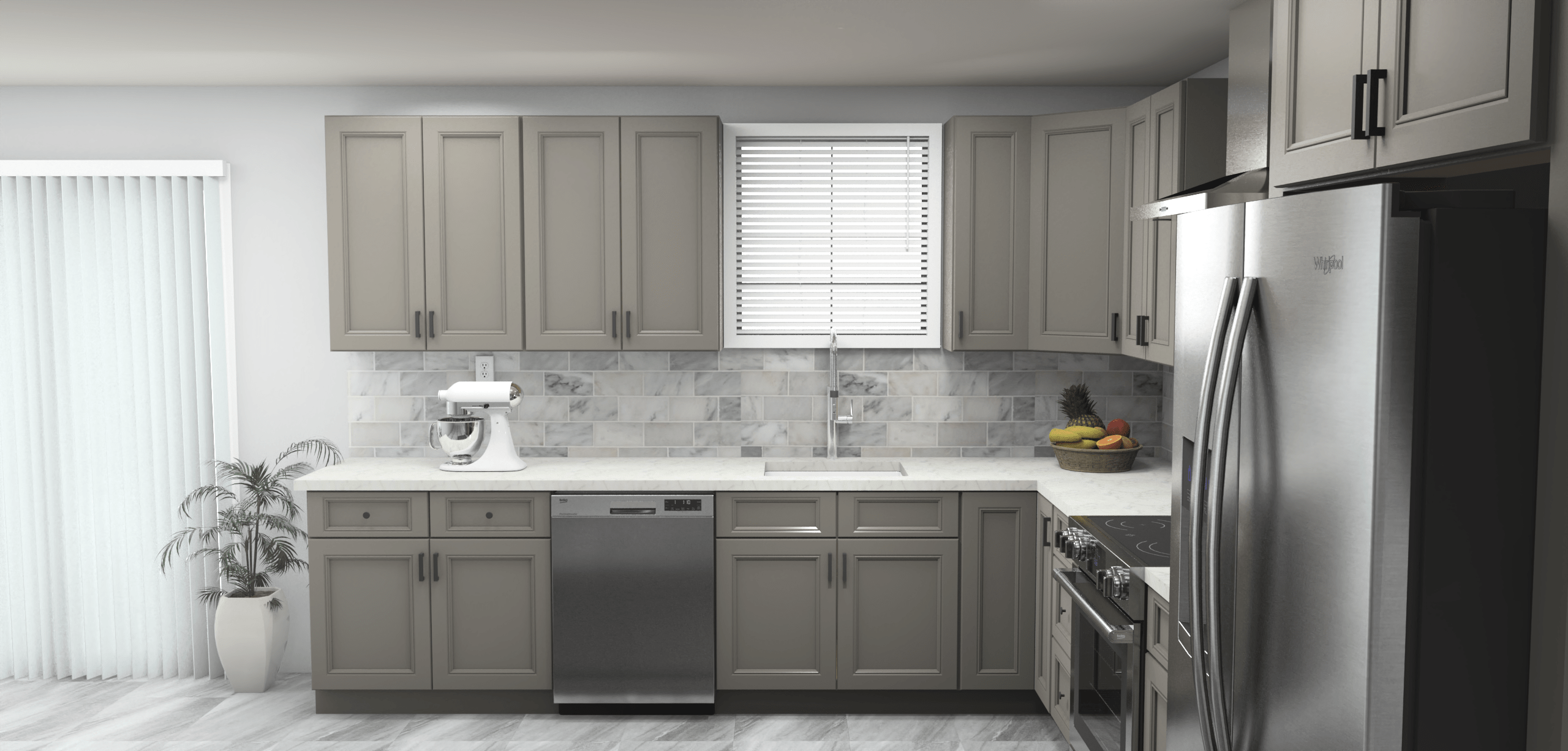 Fabuwood Allure Fusion Stone 11 x 13 L Shaped Kitchen Side Layout Photo
