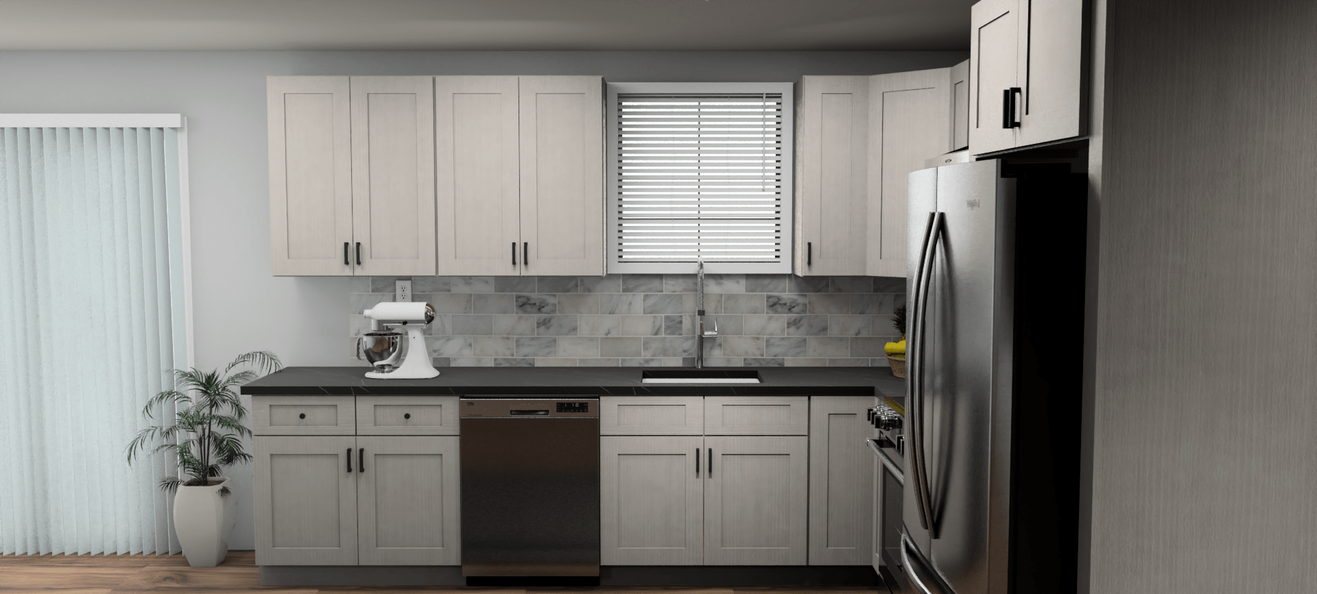 Fabuwood Allure Galaxy Horizon 11 x 10 L Shaped Kitchen Side Layout Photo