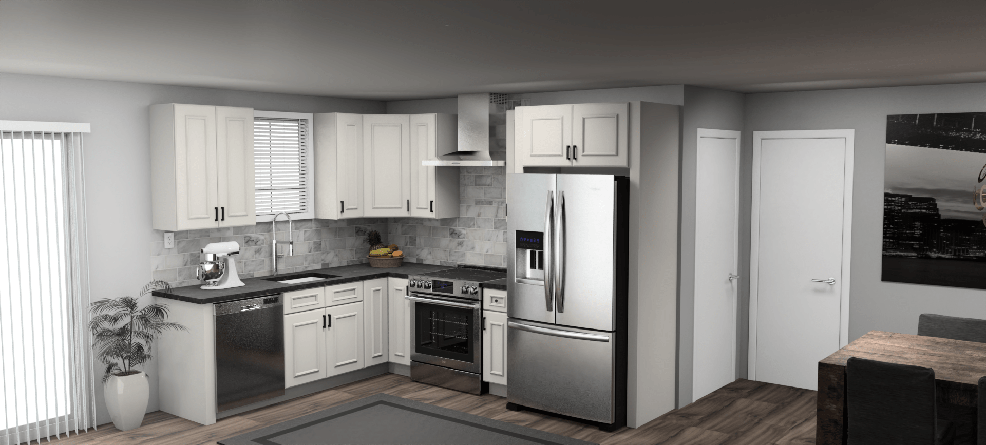Fabuwood Allure Imperio Dove 8 x 10 L Shaped Kitchen Main Layout Photo