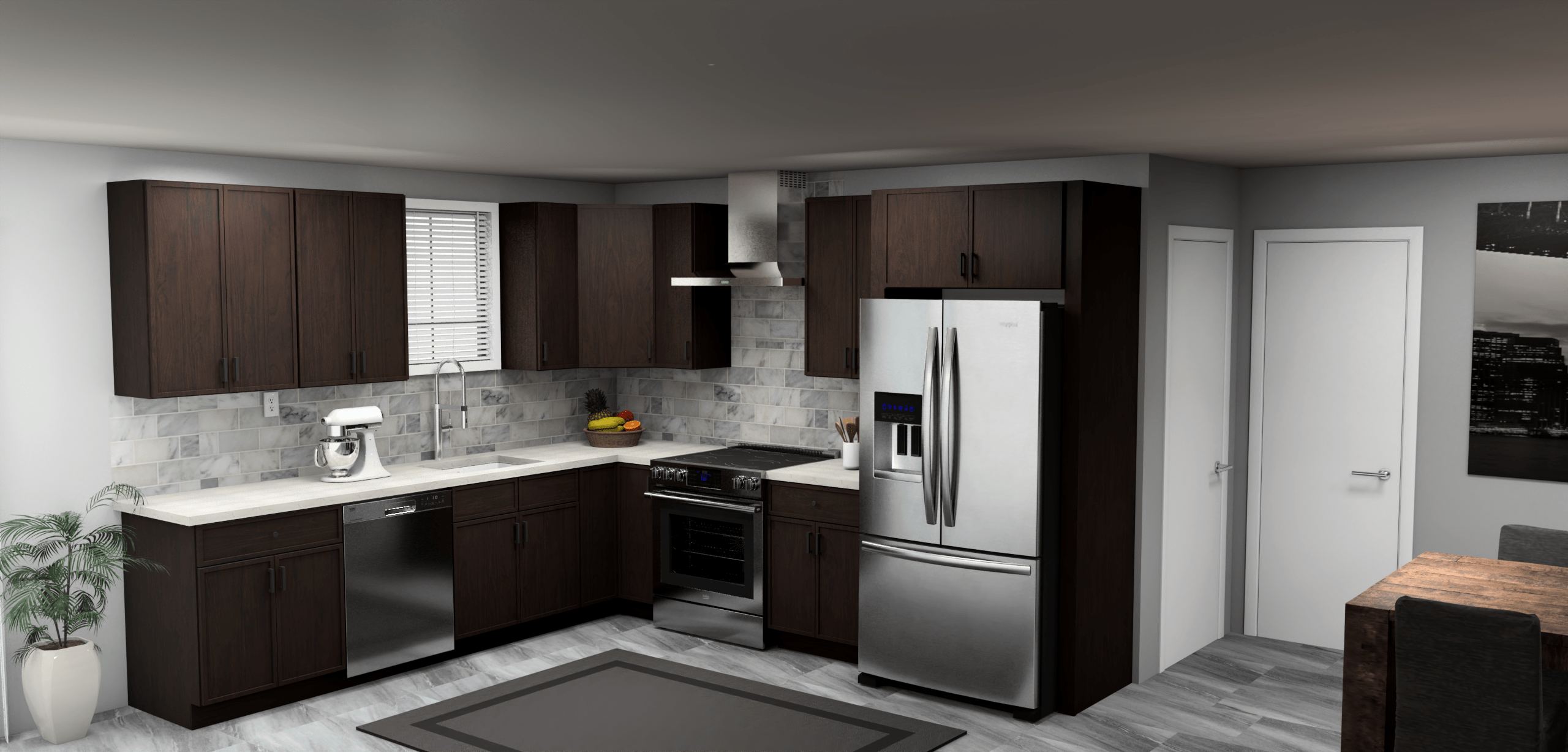 Fabuwood Allure Luna Kona 10 x 11 L Shaped Kitchen Main Layout Photo