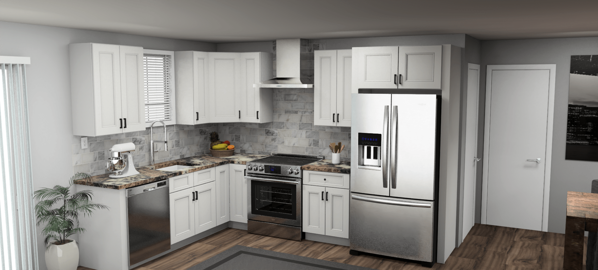 Fabuwood Allure Nexus Frost 8 x 11 L Shaped Kitchen Main Layout Photo