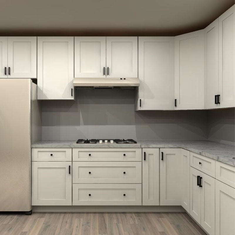 Fabuwood Allure Galaxy Frost 138 by 145 in. L Shaped Kitchen and 36 in. Double Sink