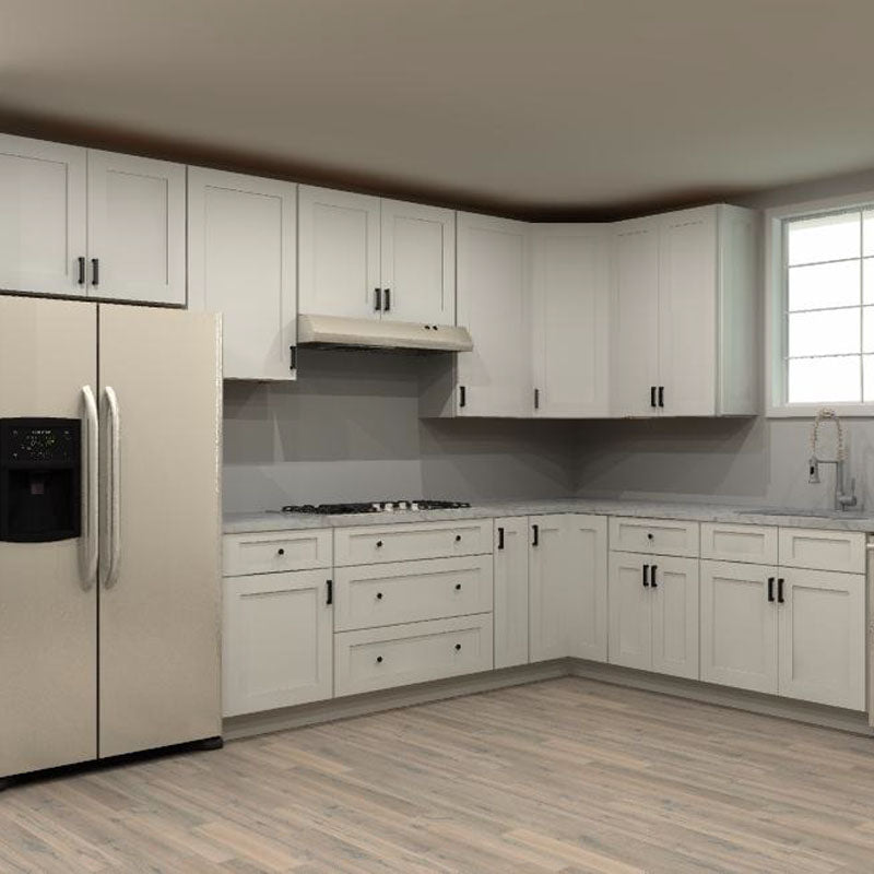 Fabuwood Allure Galaxy Frost 138 by 145 in. L Shaped Kitchen and 36 in. Double Sink