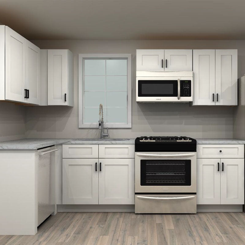 Fabuwood Allure Galaxy Frost 54 by 150 in. L Shaped Kitchen and 36 in. Double Sink