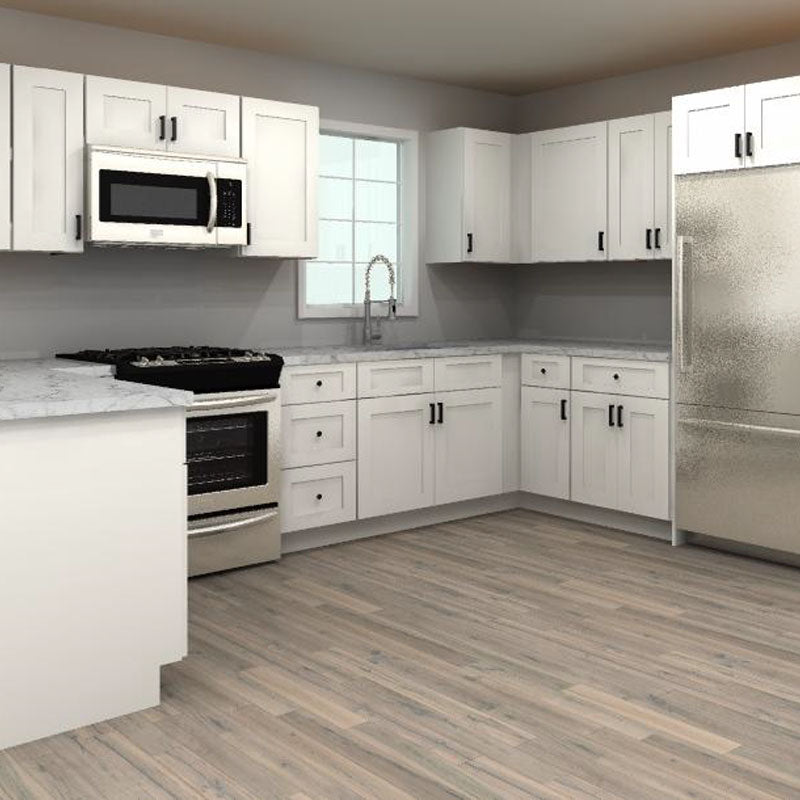 Fabuwood Allure Galaxy Frost 69 by 140 by 109 in. U Shaped Kitchen and 39 in. Double Sink