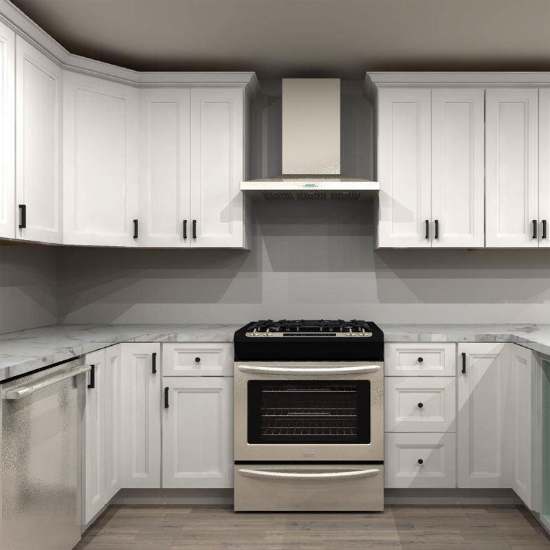 Fabuwood Allure Onyx Frost 105 by 167 by 132 by 90 in. Peninsula Kitchen and 33 in. Double Sink