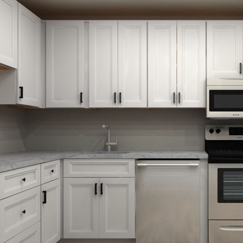 Fabuwood Allure Onyx Frost 109 by 101 in. L Shaped Kitchen and 27 in. Sink