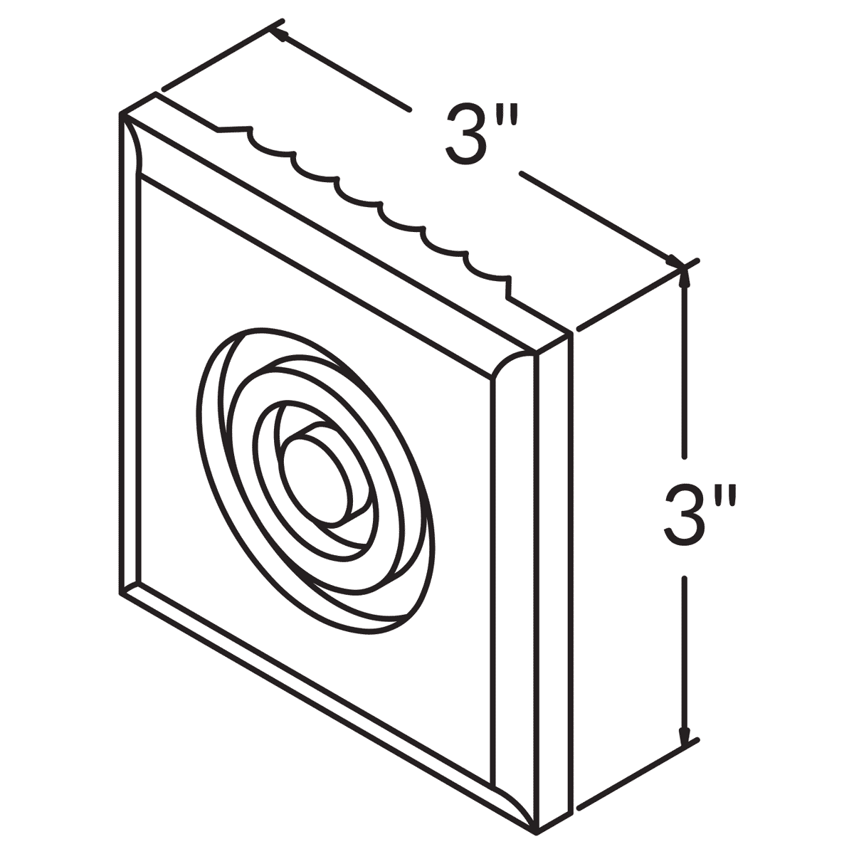 Rosette Molding FFROS3X3 Alpina White LessCare 3 in. width 3 in. height