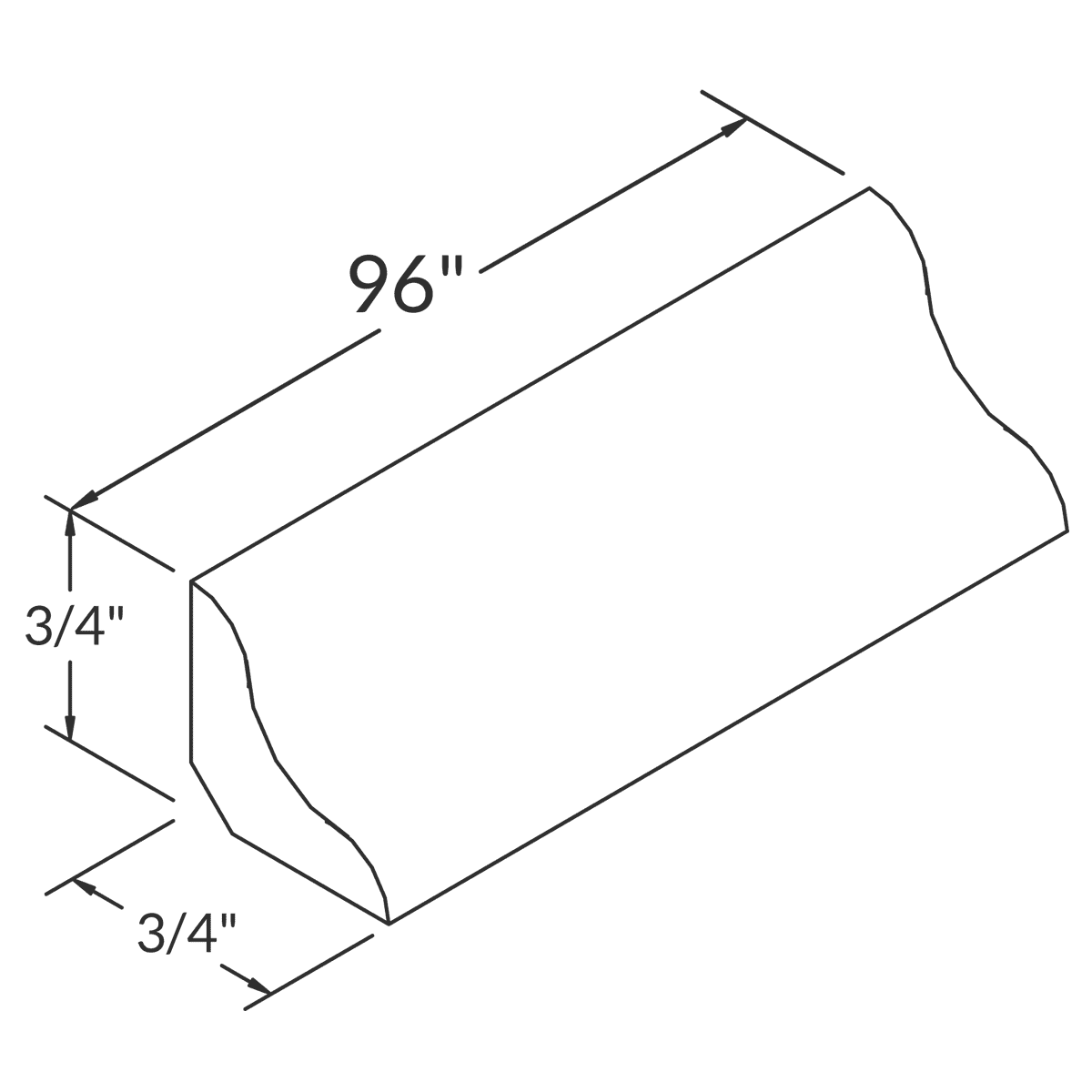 LessCare Newport 96" Length Cove Molding Wireframe