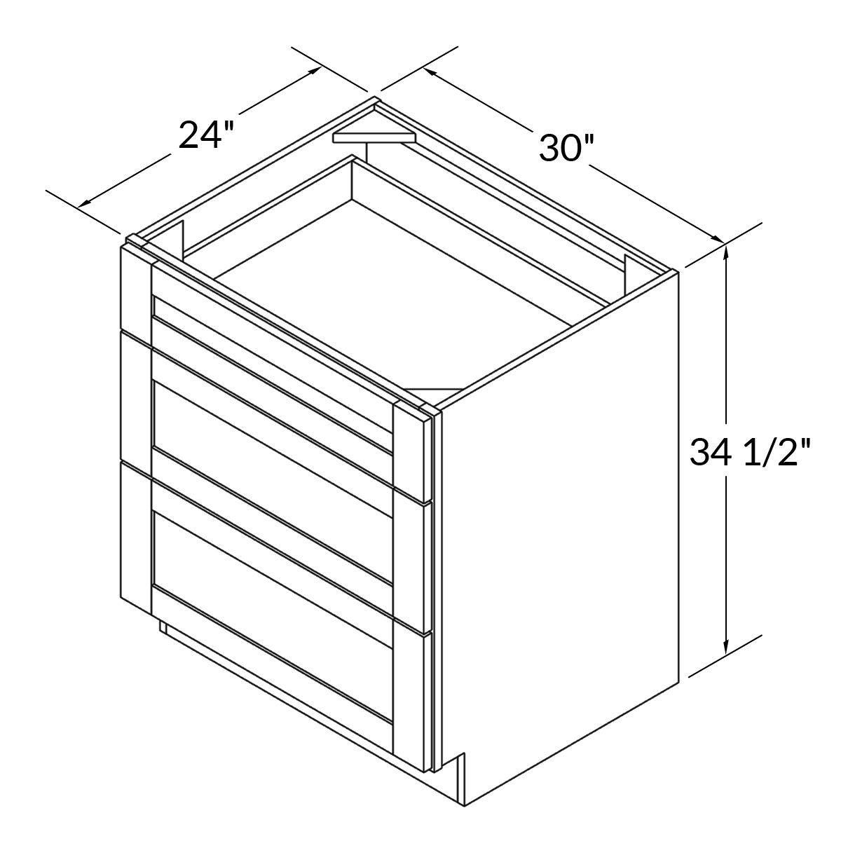 Linen Range Base Kitchen Cabinet LRB30 Milan Pearl LessCare 30 in. width 34.5 in. height 24 in. depth