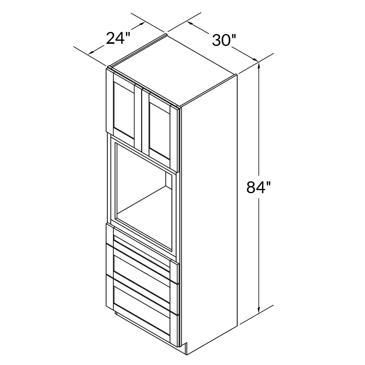 Oven Kitchen Cabinet OC3084 Shaker Toffee LessCare 30 in. width 84 in. height 24 in. depth