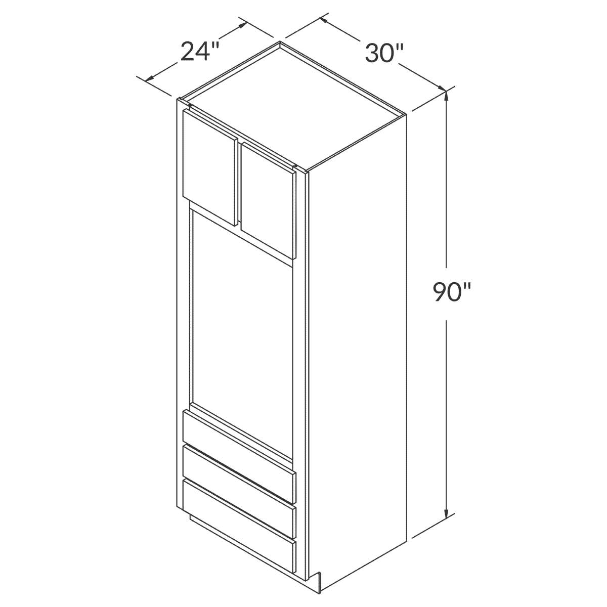 Oven Kitchen Cabinet OC3090 Newport LessCare 30 in. width 90 in. height 24 in. depth