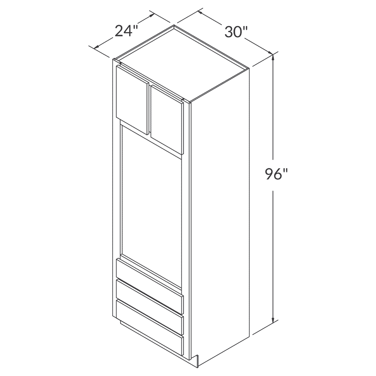 Oven Kitchen Cabinet OC3096 Newport LessCare 30 in. width 96 in. height 24 in. depth