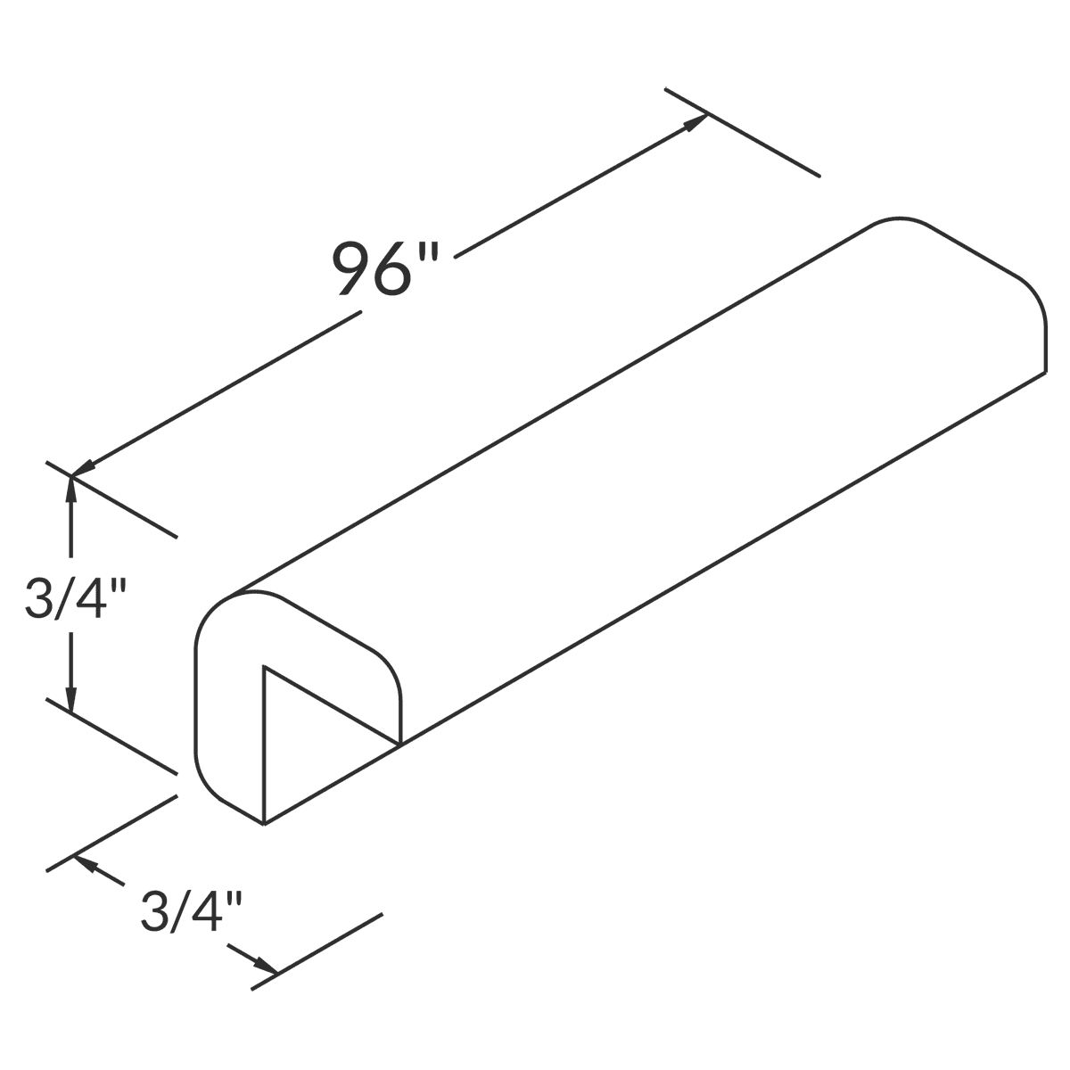 LessCare Newport 96" Length Outside Cornere Molding Wireframe