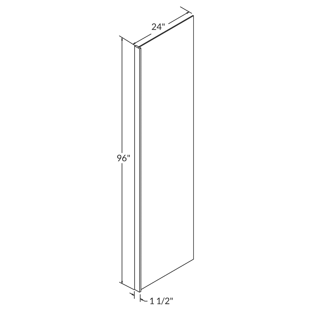 LessCare Alpina White End Panel 96"H x 24"D with 1.5" Stile Wireframe