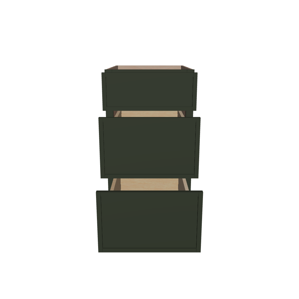2" H X 24" D  3 Drawer Base Cabinet