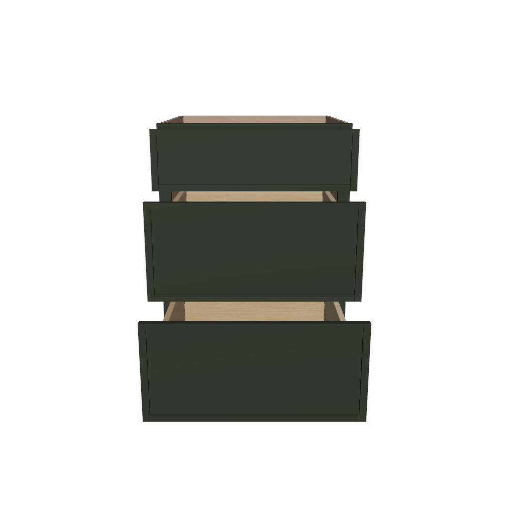 2" H X 24" D  3 Drawer Base Cabinet
