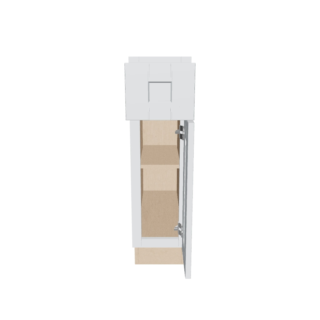 J&K White Shaker S8 Single Door Standard Base Cabinet   9" W
