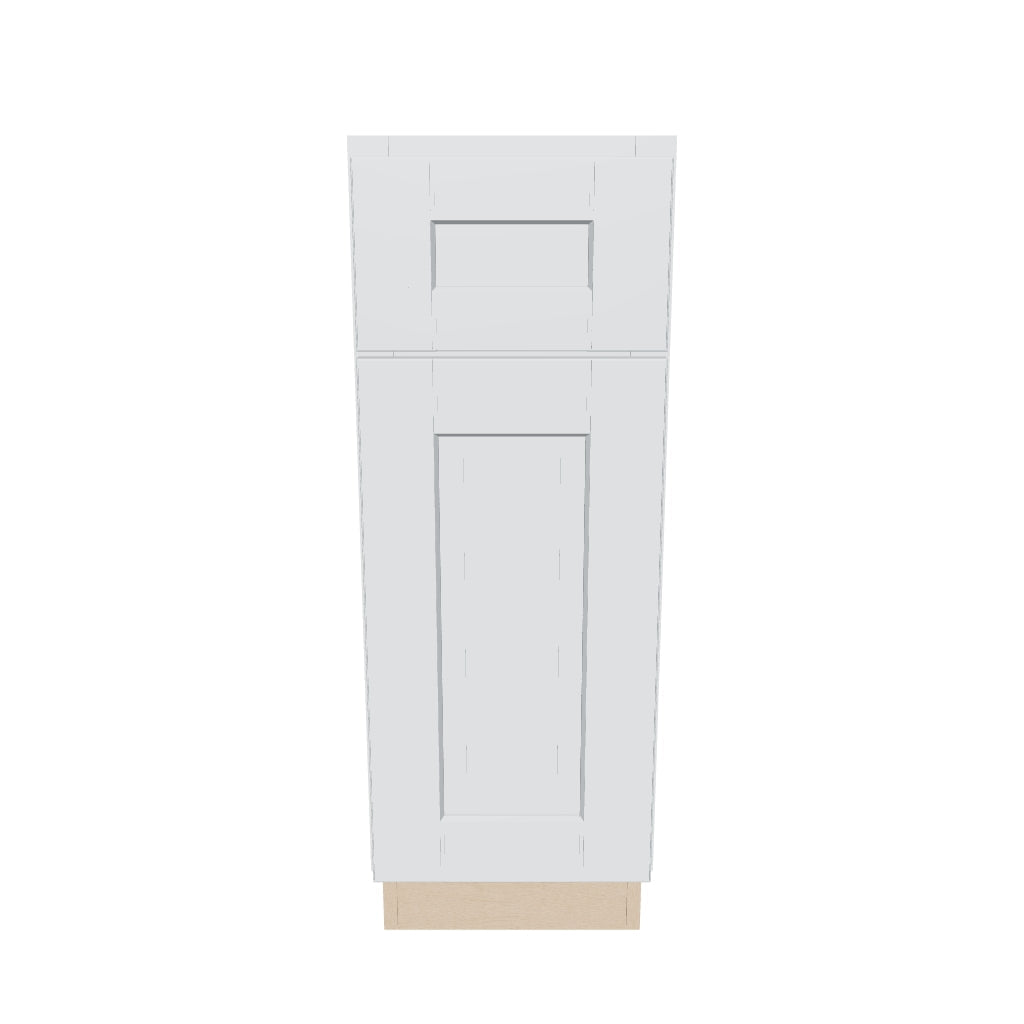 J&K White Shaker S8 Single Door Standard Base Cabinet   12" W