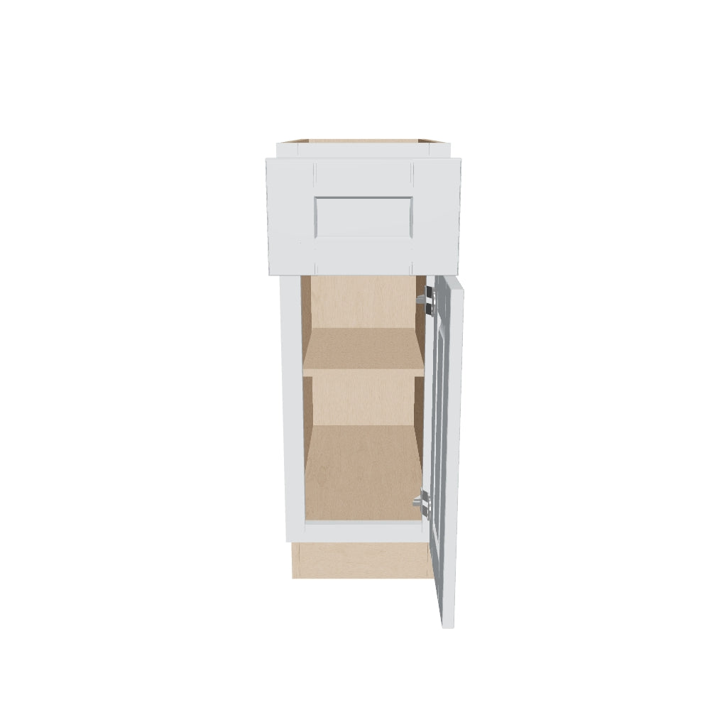 J&K White Shaker S8 Single Door Standard Base Cabinet   12" W