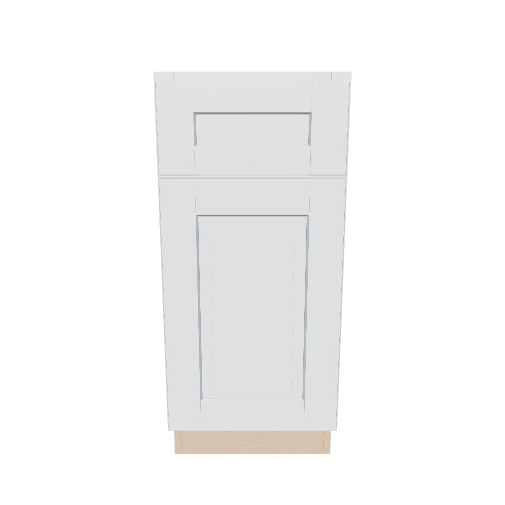 J&K White Shaker S8 Single Door Standard Base Cabinet   15" W