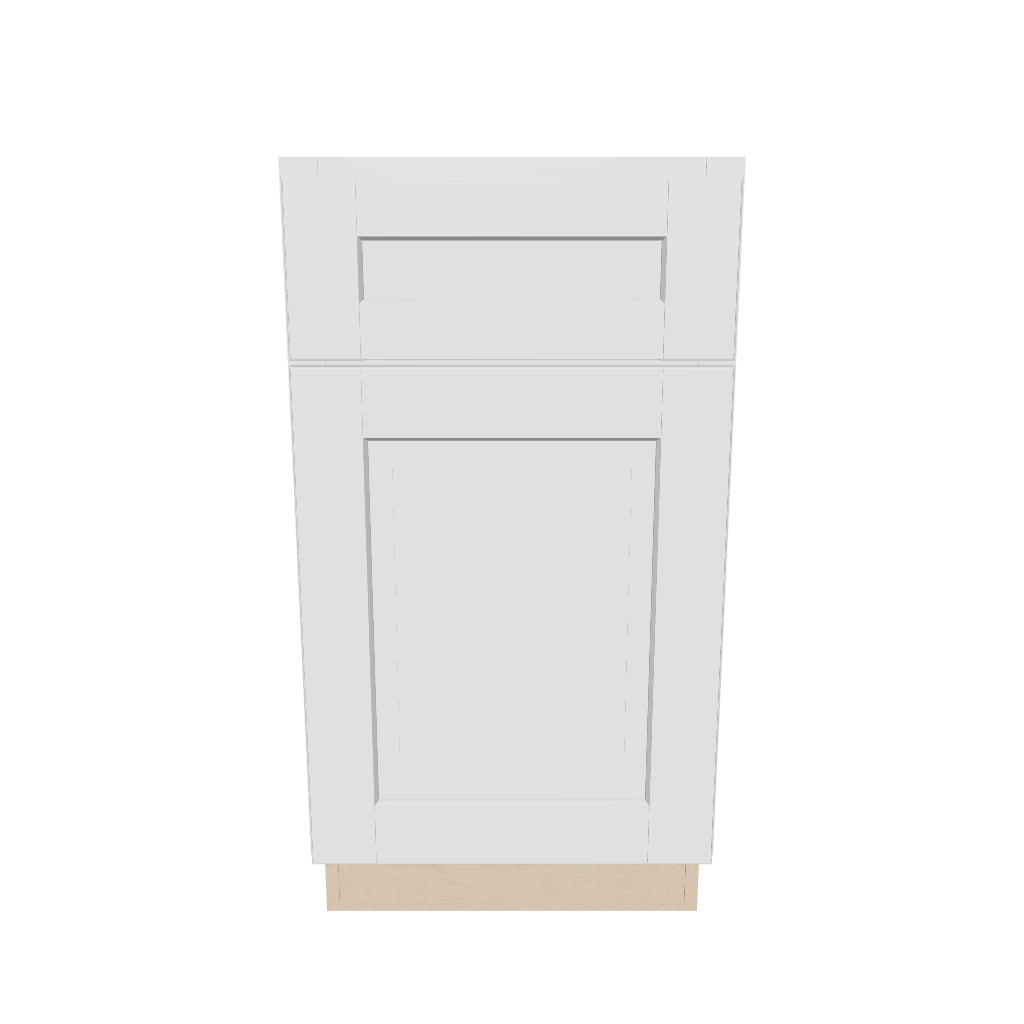 J&K White Shaker S8 Single Door Standard Base Cabinet   18" W