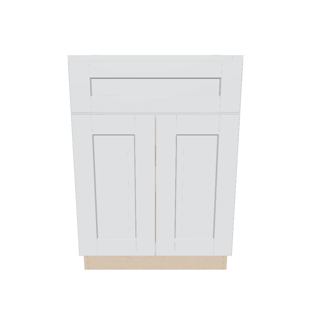 J&K White Shaker S8 Double Door Standard Base Cab   24" W