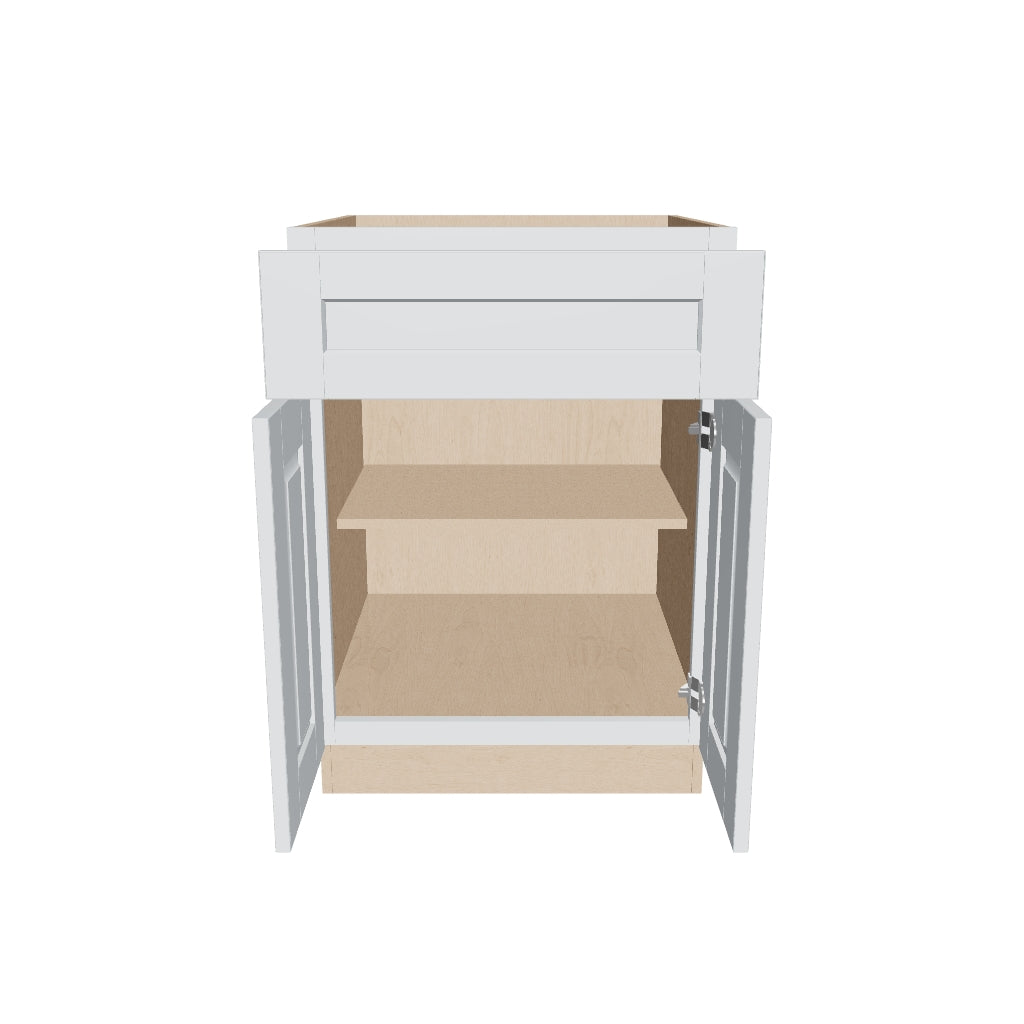 J&K White Shaker S8 Double Door Standard Base Cab   24" W