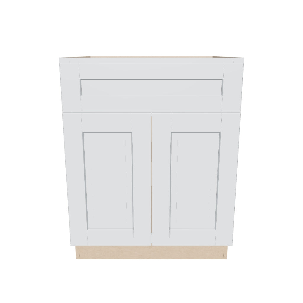 J&K White Shaker S8 Double Door Standard Base Cabinet   27" W