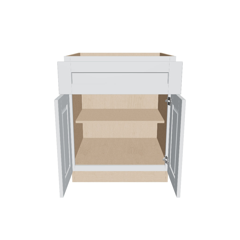 J&K White Shaker S8 Double Door Standard Base Cabinet   27" W