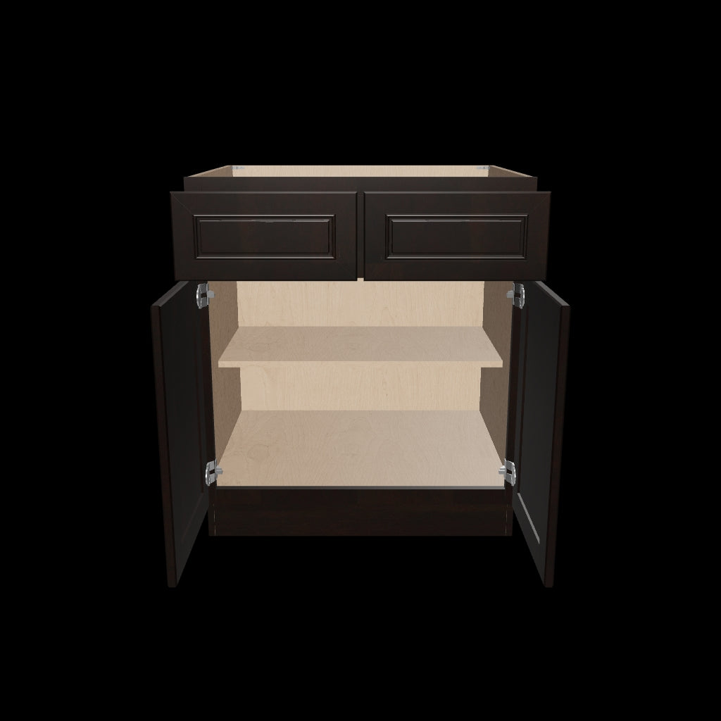 J&K Espresso K8 Double Door Standard Base Cabinet   30" W