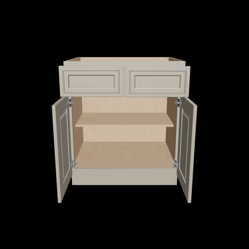 J&K Pearl Glazed H9 Double Door Standard Base Cabinet   30" W