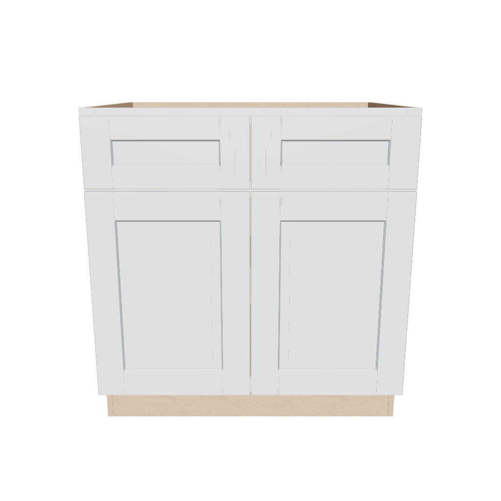 J&K White Shaker S8 Double Door Standard Base Cabinet   33" W
