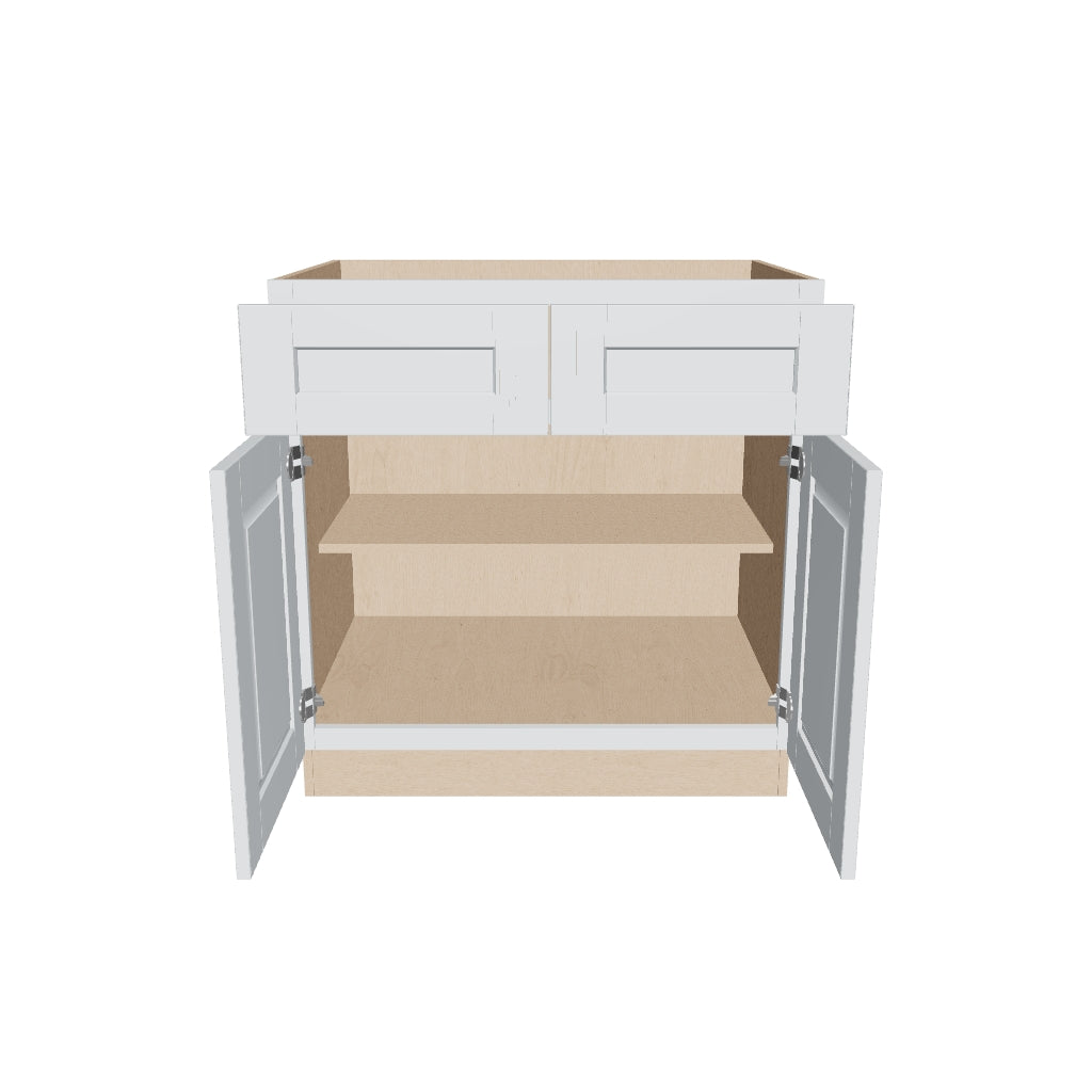 J&K White Shaker S8 Double Door Standard Base Cabinet   33" W