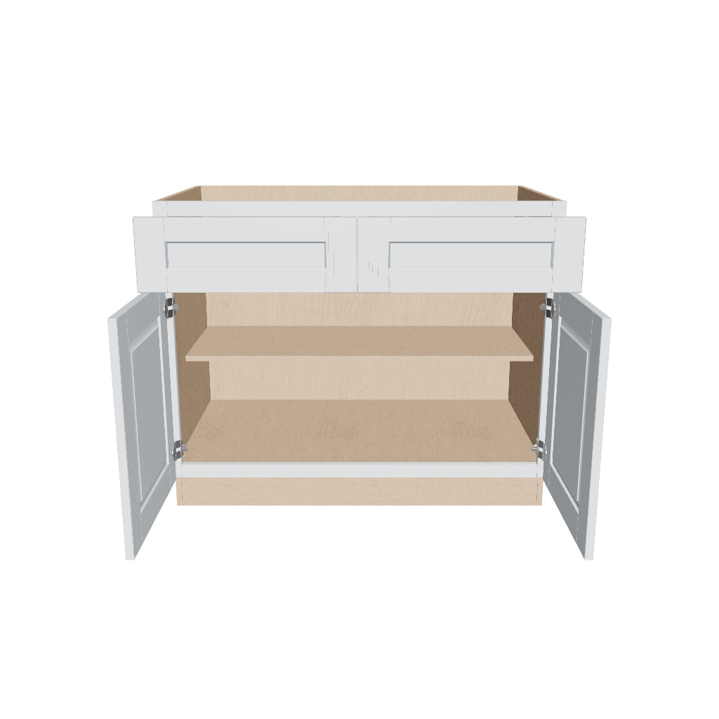 J&K White Shaker S8 Double Door Standard Base Cab   42" W