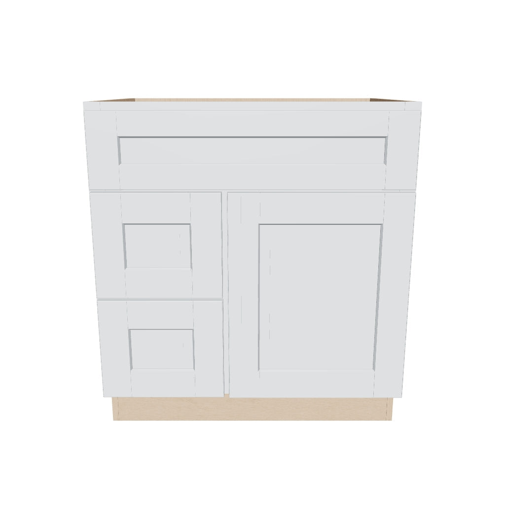 J&K White Shaker S8 Vanity Sink Combo 30" W x 33" H x 21" D