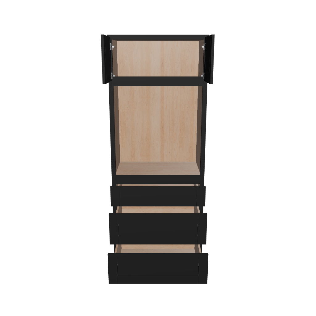 Modernform Cabinet Onyx Black Shaker 33" W X 84" H X 24" D Oven Cabinet With 3 Drawers
