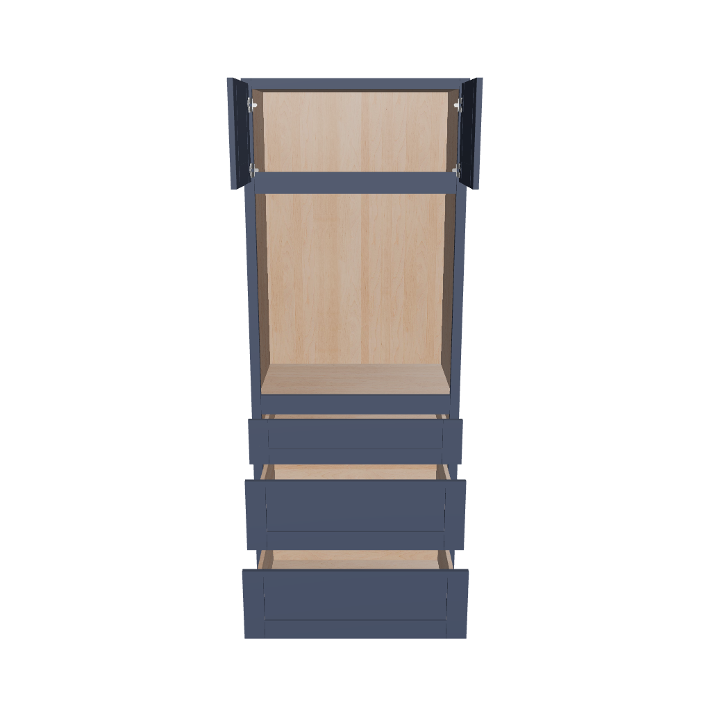 Modernform Cabinet Signature Blue 33" W X 84" H X 24" D Oven Cabinet With 3 Drawers